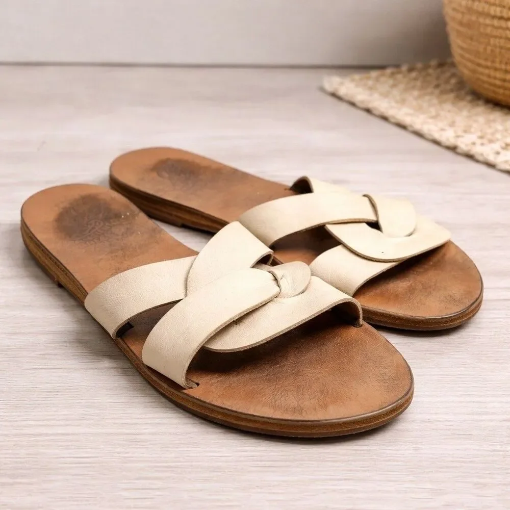 Ancient Greek Sandals Womens Apteros White Size 40 US 10 Flat Slides
